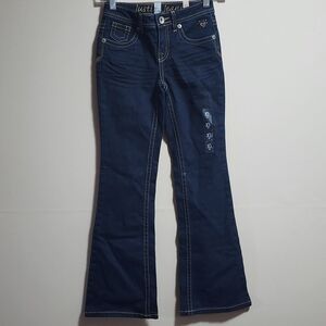 Justice jeans wide leg streched jeans color blue size 10